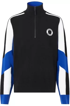 Burberry Men Sweatshirts - Logo-patch zip-front jumper - Black