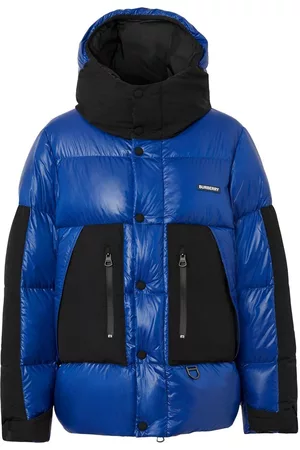 Burberry Men Puffer Jackets - Panelled hooded padded jacket - Blue