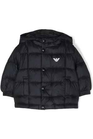 Emporio Armani Puffer Jackets - Logo-print padded jacket - Blue