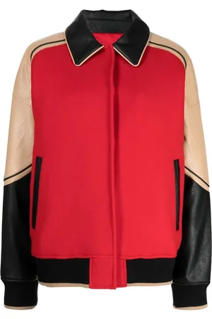 GOEN.J Faux-leather trim wool bomber jacket