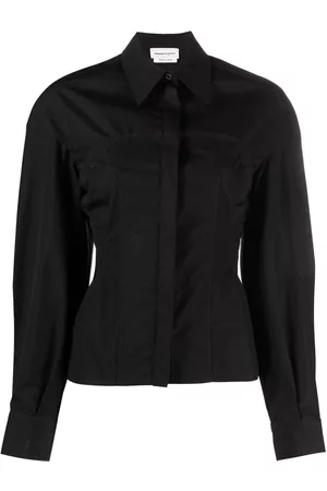 Alexander McQueen Women Shirts - Hourglass-silhouette buttoned shirt - Black
