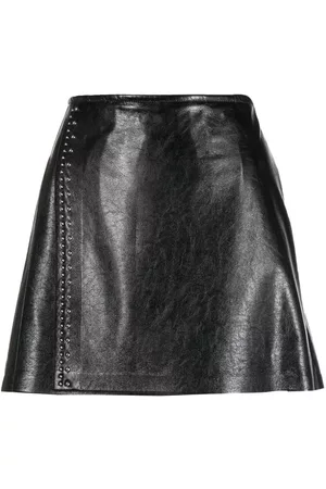 Moncler Women Mini Skirts - Faux-leather studded miniskirt - Black
