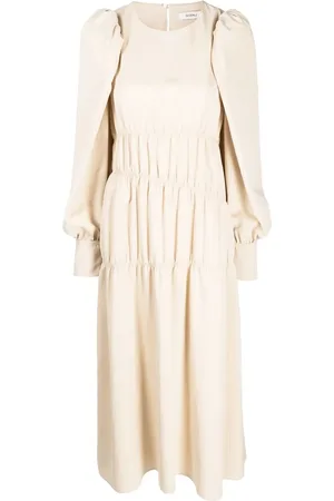 GOEN.J Ruched puffed-sleeve midi dress