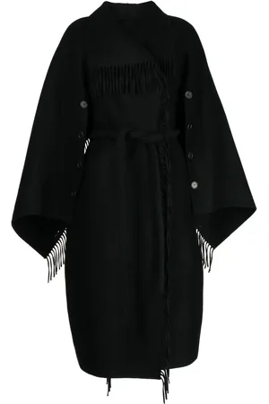 GOEN.J Double-breasted fringe-detail wool coat