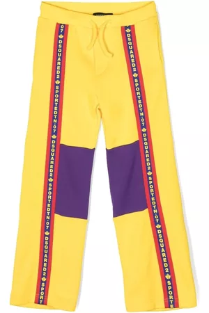 Dsquared2 Boys Sweatpants - Colour-block straight-leg track pants - Yellow