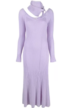 Dorothee Schumacher Women Knitted Dresses - Scarf-detail knitted dress - Purple