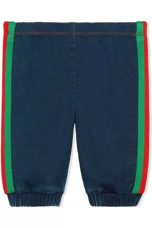 Gucci Signature-stripe detail trousers - Blue