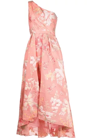 Marchesa Notte Women Asymmetrical Dresses - Floral-jacquard asymmetric dress - Pink
