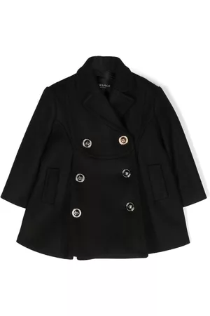 VERSACE Coats - Double-breasted button coat - Black