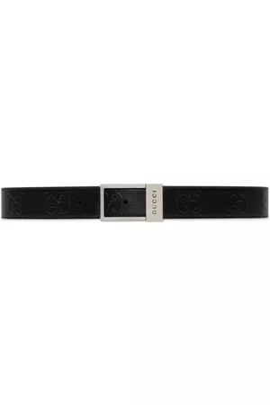 Gucci Men Belts - GG-embossed leather belt - Black