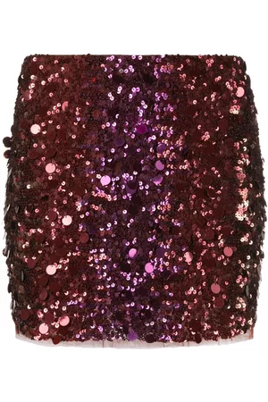 Patrizia Pepe Sequin-embroidered tulle miniskirt - Brown