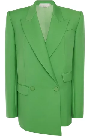 Alexander McQueen Women Double Breasted Jackets - Double-breasted drop hem blazer - Green