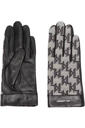 Karl Lagerfeld Women Gloves - Monogram-pattern jacquard gloves - Black