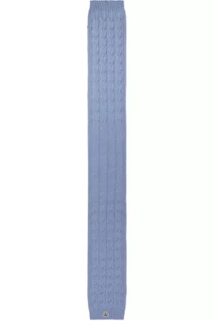 Moncler Logo-patch cable-knit scarf - Blue