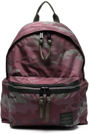 Maison Kitsuné Men Rucksacks - Camouflage-print zipped backpack - Red