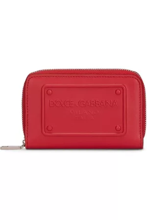 Dolce & Gabbana Embossed-logo leather purse - Red