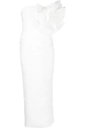RACHEL GILBERT Women Evening Dresses - Evana plissé effect evening dress - White