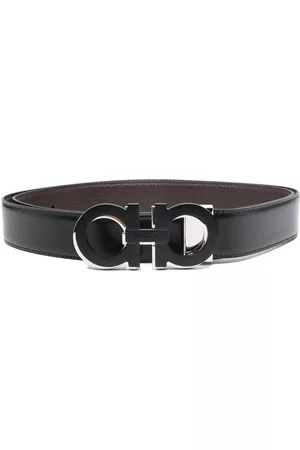Salvatore Ferragamo Men Belts - Gancini-buckle leather belt - Black