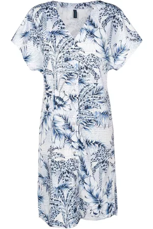 Lygia & Nanny Palm-tree print short-sleeve dress - Blue