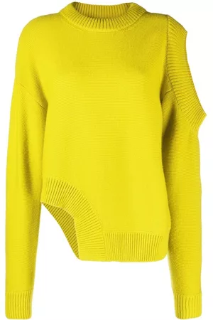 Stella McCartney Women Sweaters - Asymmetric cold-shoulder cashmere jumper - Yellow