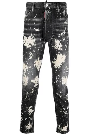 Dsquared2 Men Skinny Jeans - Paint splatter-print denim jeans - Black
