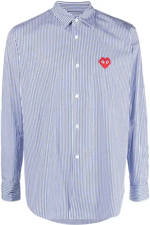 Comme des Garçons Embroidered-logo striped shirt
