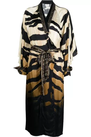 Camilla Women Oversized Jackets - Zebra-print kimono coat - Brown