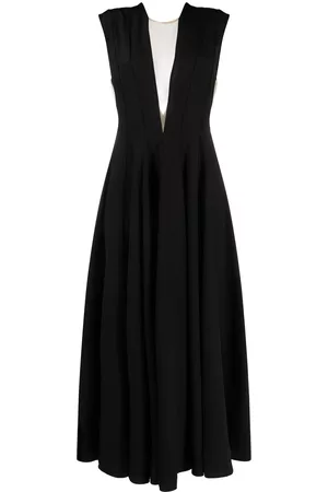 Salvatore Ferragamo Women V-Neck Dresses - Plunge-neck dress - Black