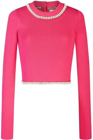 Paco rabanne Rhinestone-embellished ribbed-knit cropped top