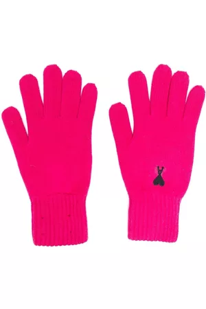 Ami Gloves - Logo-embroidered merino gloves - Pink