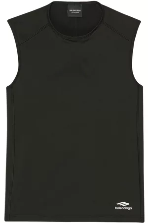 Balenciaga Men Tank Tops - Logo-print sleeveless tank top - Black