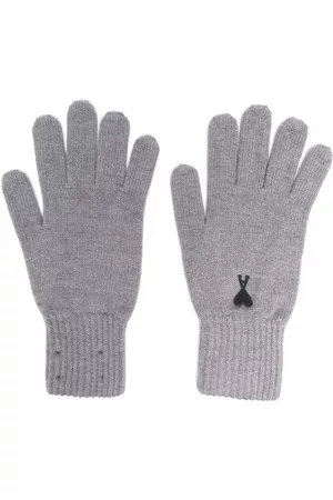 Ami Gloves - Logo-embroidered merino gloves - Grey
