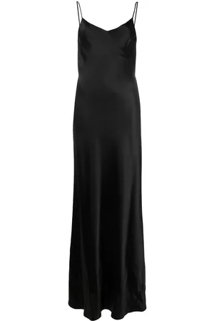 GALVAN Women Evening Dresses & Gowns - Satin V-neck slip dress - Black