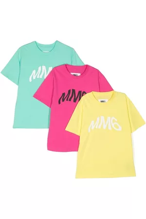 Maison Margiela Girls T-shirts - Three-pack logo-print cotton T-shirts - Pink