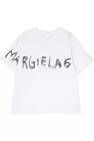 Maison Margiela Girls T-shirts - Logo text graphic cotton T-shirt - White