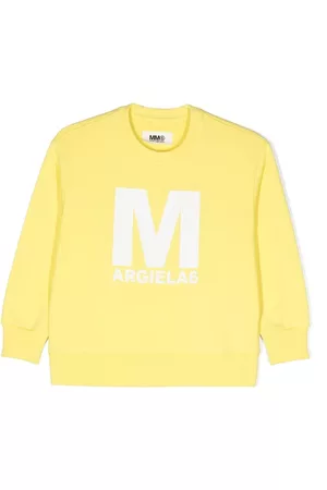 Maison Margiela Girls Hoodies - Logo graphic print cotton sweatshirt - Yellow