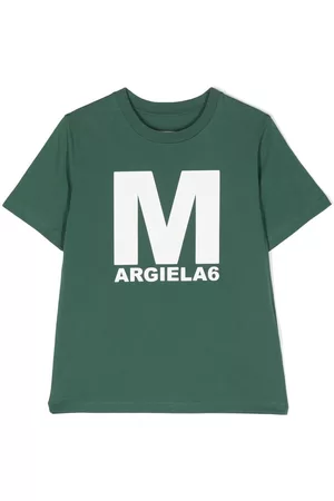 Maison Margiela Girls T-shirts - Logo text graphic cotton T-shirt - Green