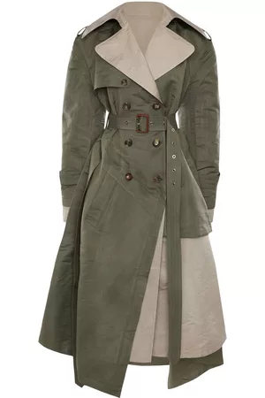 Alexander McQueen Women Trench Coats - Layered flared trench coat - Green