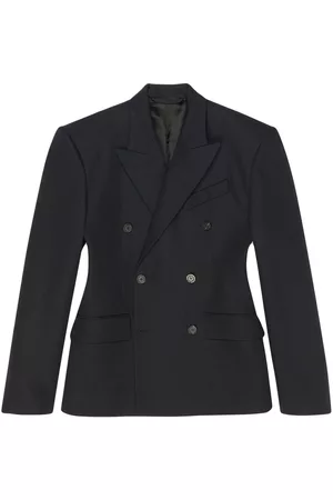 Balenciaga Double Breasted Jackets - Double-breasted fitted blazer - Black