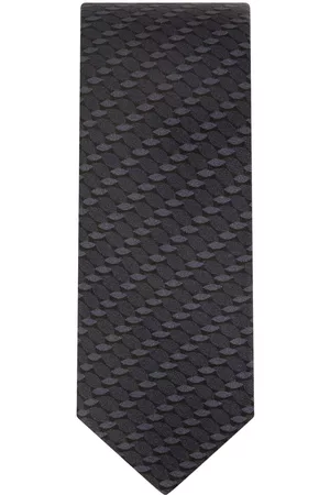 Dolce & Gabbana Men Bow Ties - Geometric-embroidery silk tie - Black