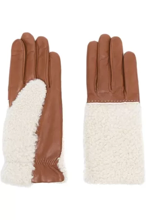 AGNELLE Women Gloves - Leather shearling gloves - White