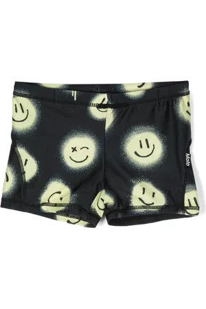 Molo Boys Swim Shorts - Smiley-face-print swim trunks - Black