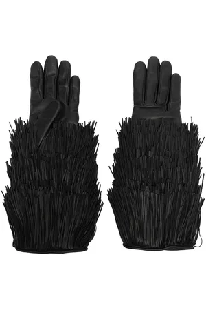 AGNELLE Women Gloves - Zelda long-tassel leather gloves - Black