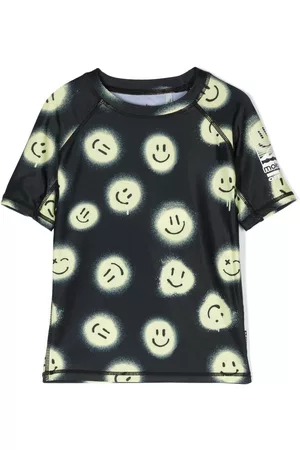 Molo Girls Bandeau Bikinis - Smiley-face-print swim T-shirt - Black