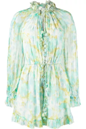 ZIMMERMANN Women Playsuits & Rompers - Abstract-print silk playsuit - Green