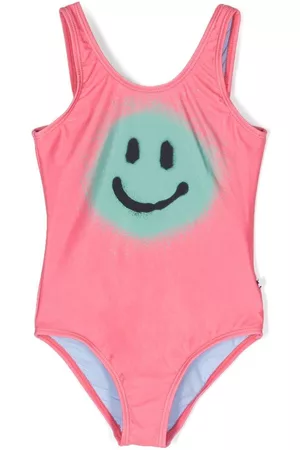 Molo Girls Swimsuits - Smiley-face-print swimsuit - Pink