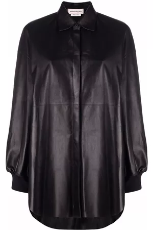 Alexander McQueen Women Shirts - Loose fit leather shirt - Black