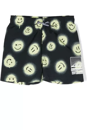 Molo Boys Swim Shorts - Niko smiley face-print swim shorts - Black