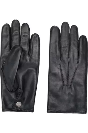 N.PEAL Men Gloves - 007 leather & cashmere lined gloves - Black