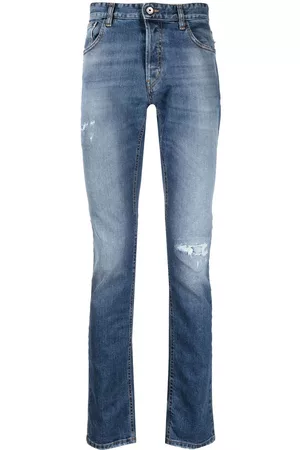 Roberto Cavalli Distress-detail slim-cut jeans - Blue